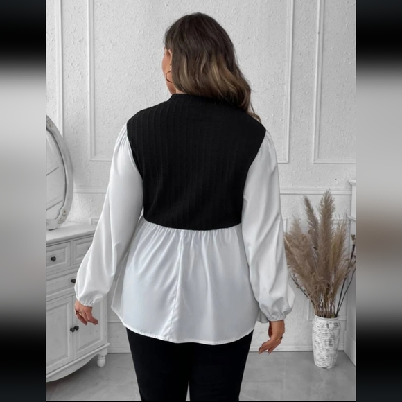 Shein lantern sleeve mock peplum top - Picture 2 of 5